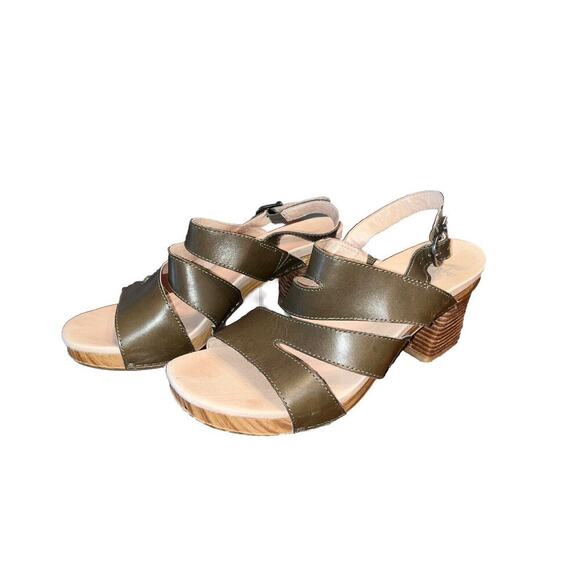 Dansko Ashlee Brown Leather Sandal Block Heel Slingback 40 US 9 - Picture 1 of 6